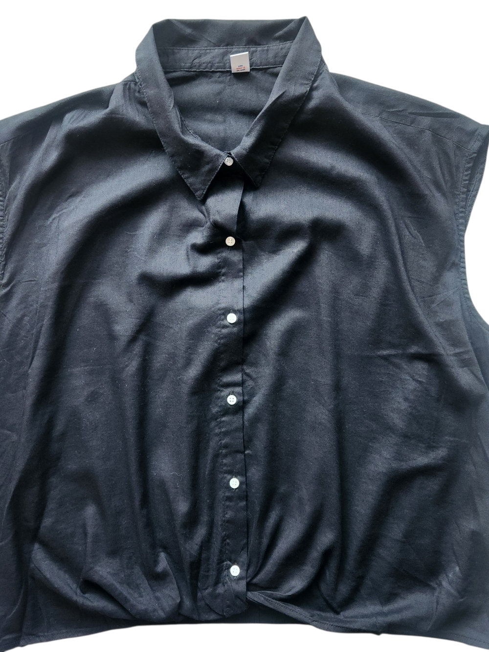 Old Navy Black Sleeveless Button Front Collared Tank